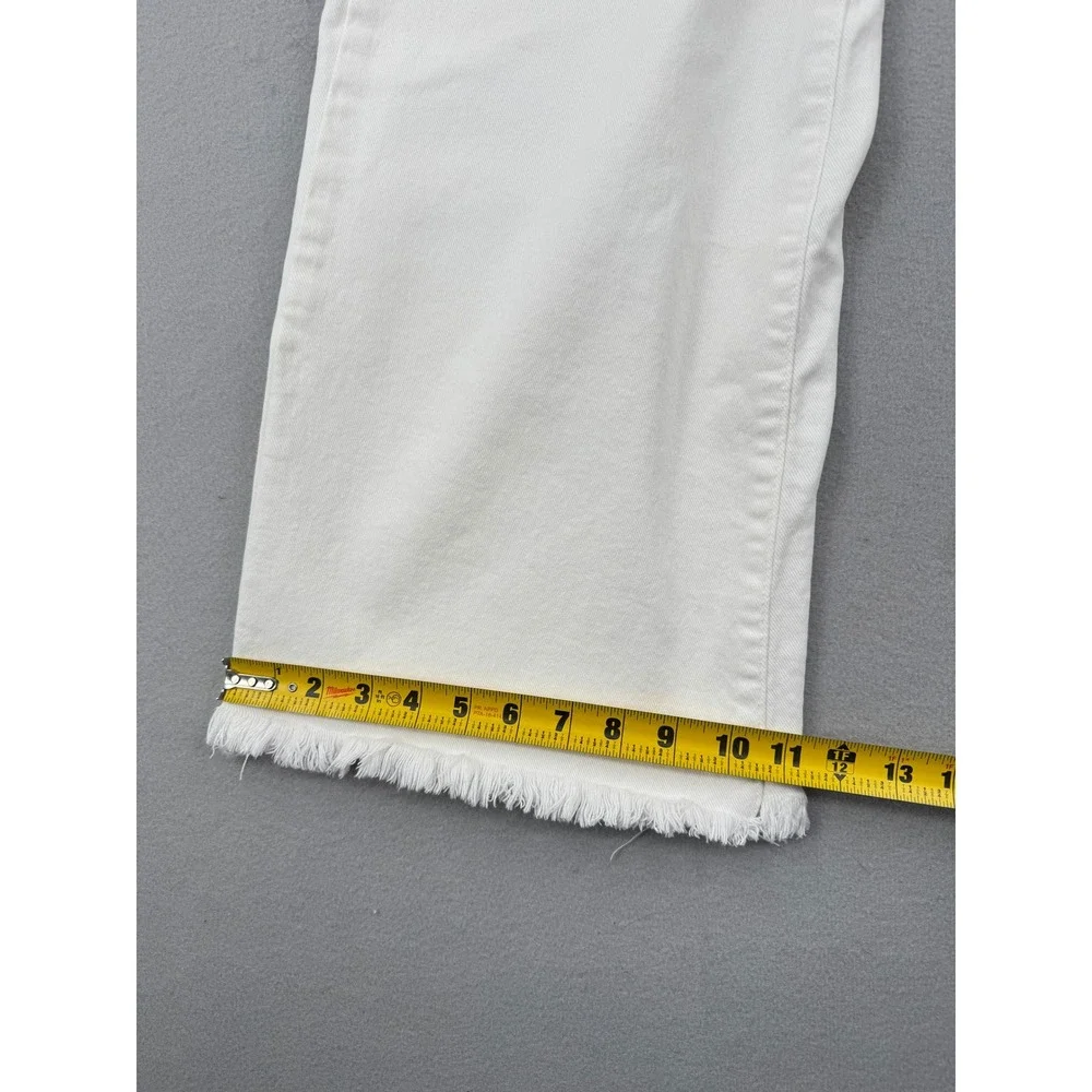 Risen Jeans High Rise Wide Leg Cropped Raw Hem Jeans Womens 13/31 (30x25) White